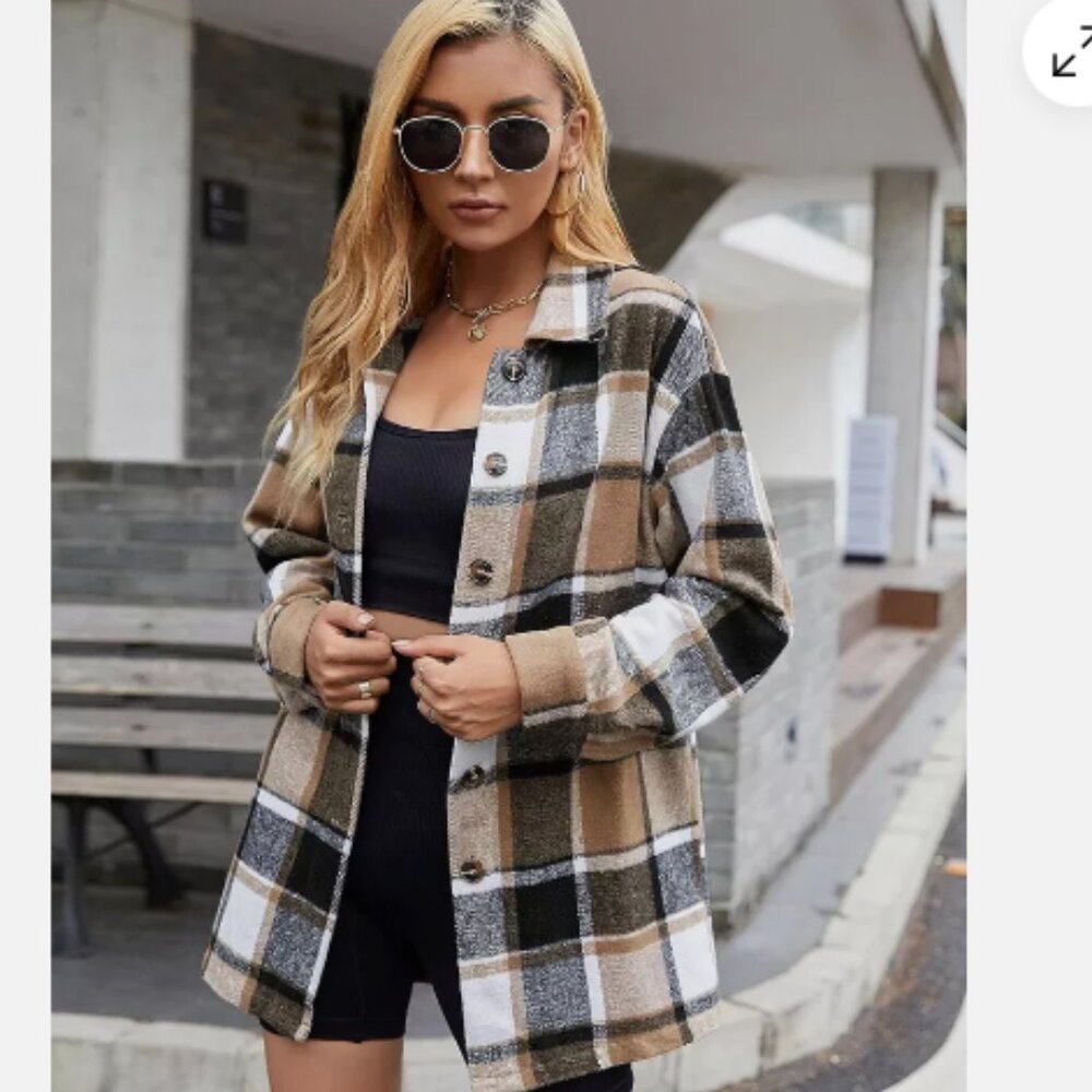 Yeokou Plaid Shacket {size-L}